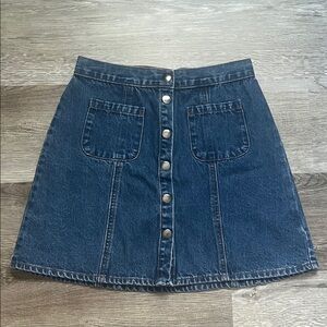 URBAN OUTFITTERS BDG Dark Blue Denim Button-Front A-Line Skirt